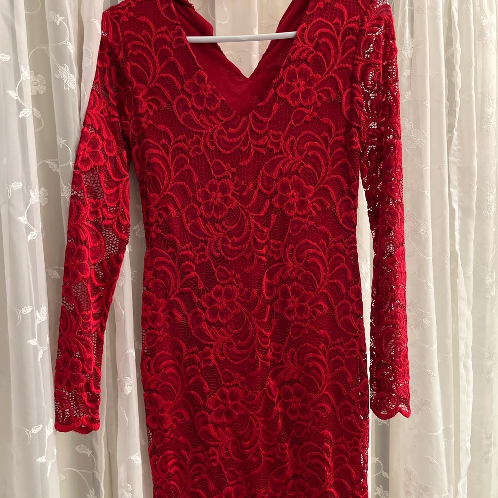 💥4/$20 BUNDLE. Red Lace Christmas or New Years Dress - Picture 3 of 7